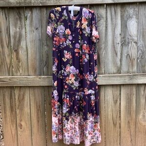 Johnny Was purple floral maxi dress